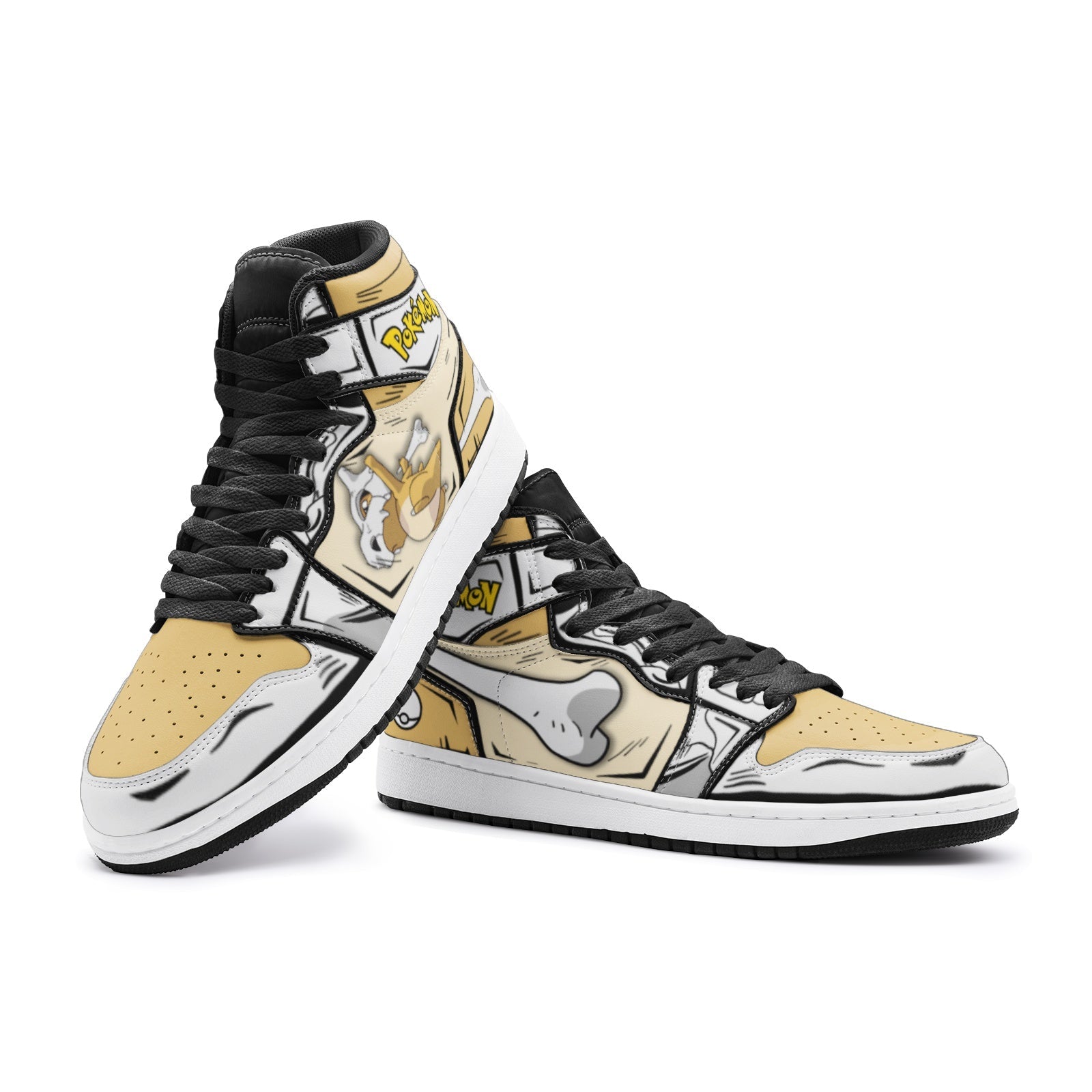 POKEMON Cubone Yellow White Air Jordan 1 High Sneakers POKEMON Cubone Yellow White Air Jordan 1 High Sneakers