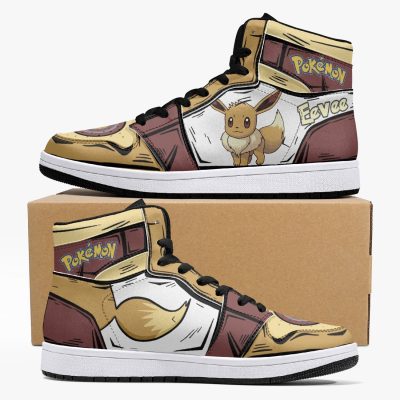 POKEMON Eevee Brown White Air Jordan 1 High Sneakers