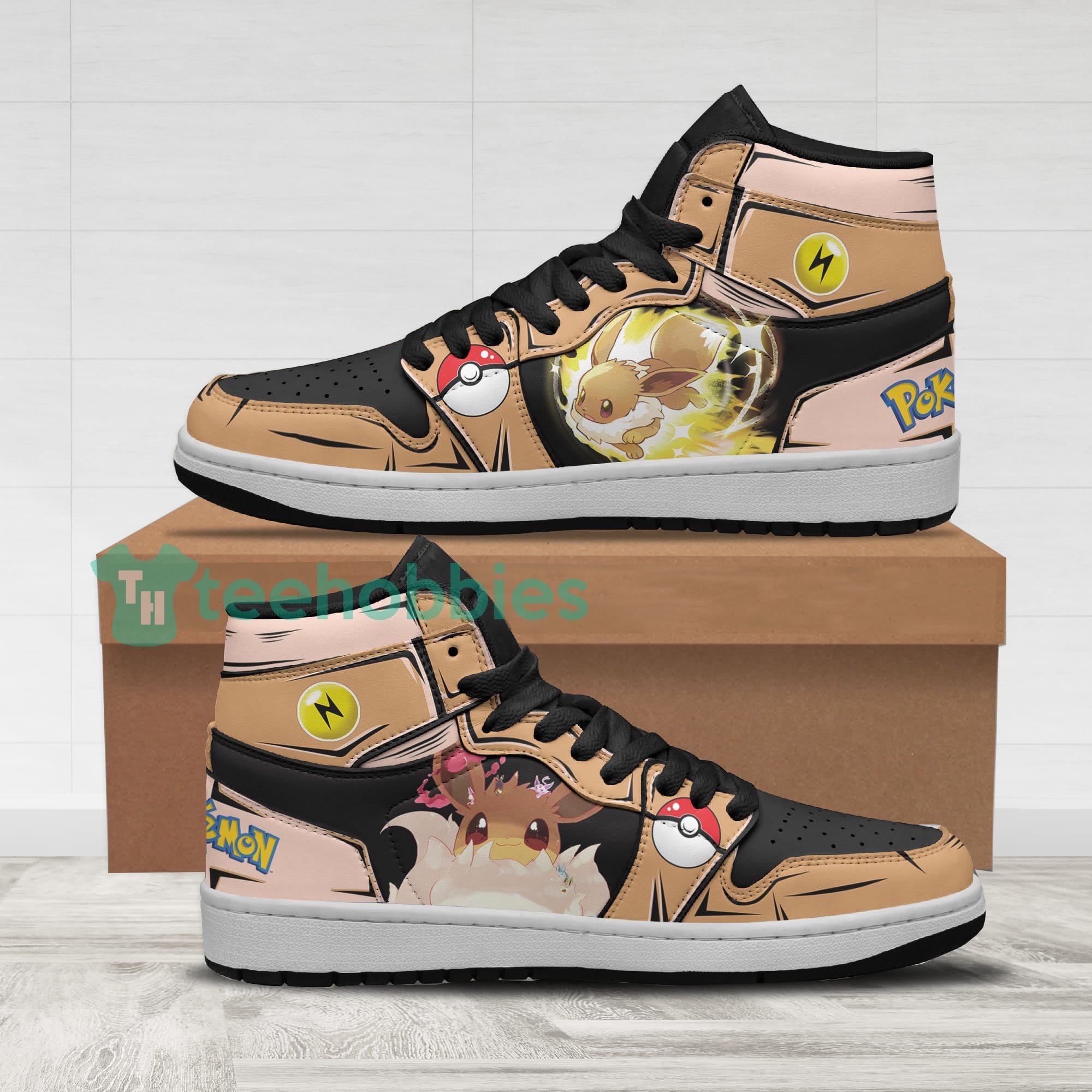 POKEMON Eevee Style Air Jordan 1 High Sneakers POKEMON Eevee Style Air Jordan 1 High Sneakers