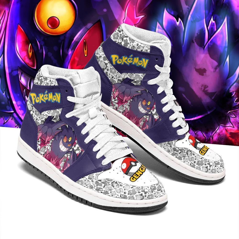 POKEMON Gengar Anime Air Jordan 1 High Sneakers POKEMON Gengar Anime Air Jordan 1 High Sneakers