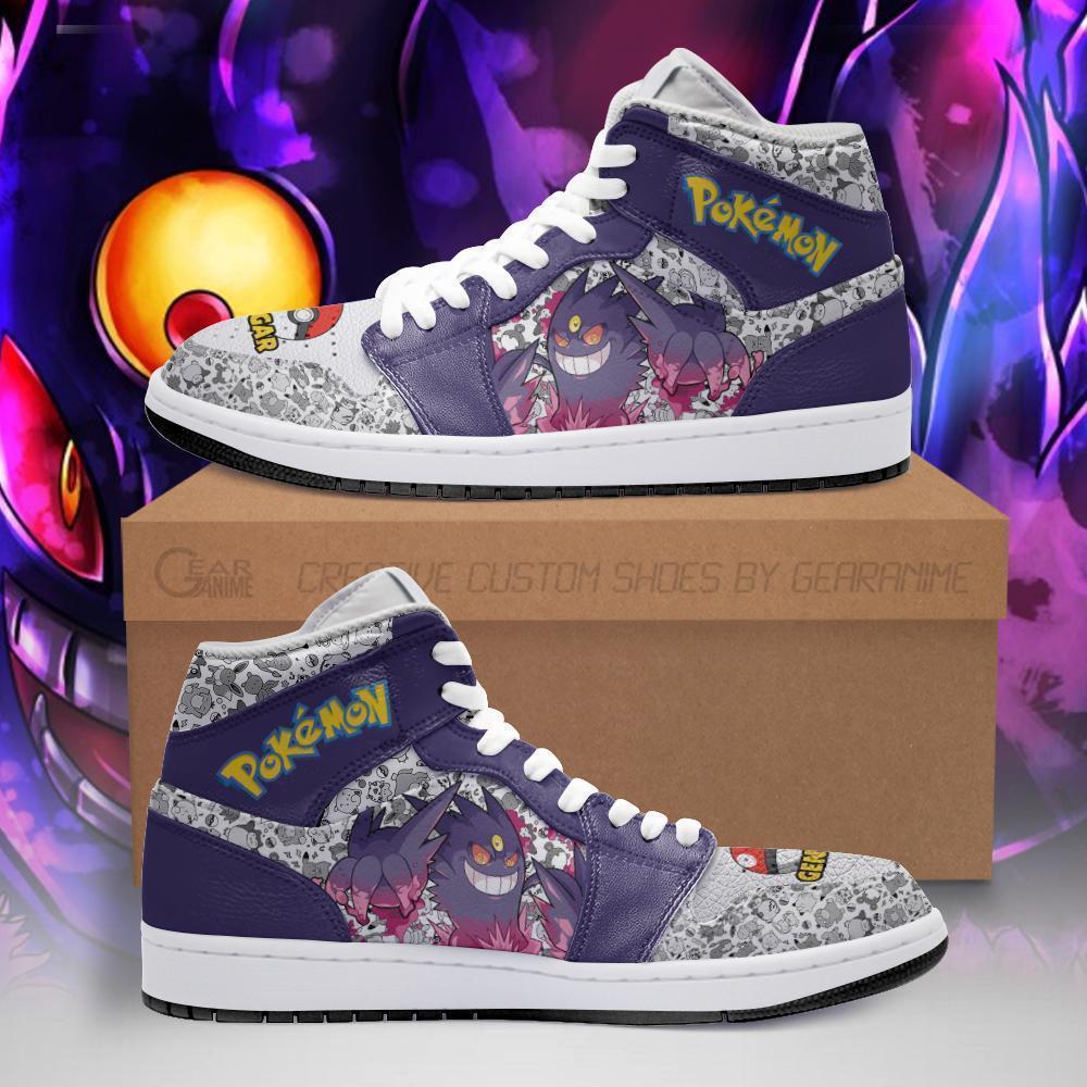 POKEMON Gengar Anime Air Jordan 1 High Sneakers POKEMON Gengar Anime Air Jordan 1 High Sneakers