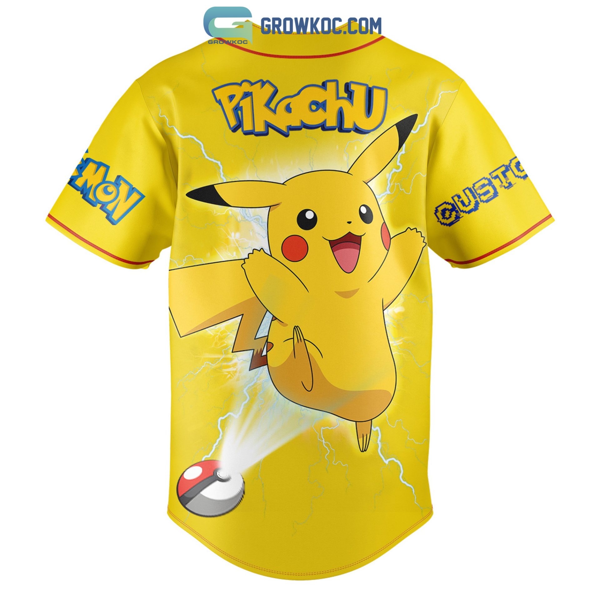 POKEMON Pikachu Custom Name Cartoon Baseball Jersey POKEMON Pikachu Custom Name Cartoon Baseball Jersey