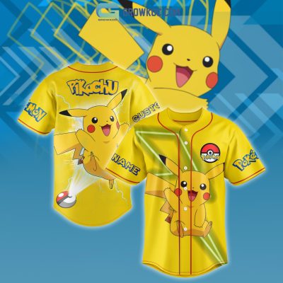 POKEMON Pikachu Custom Name Cartoon Baseball Jersey