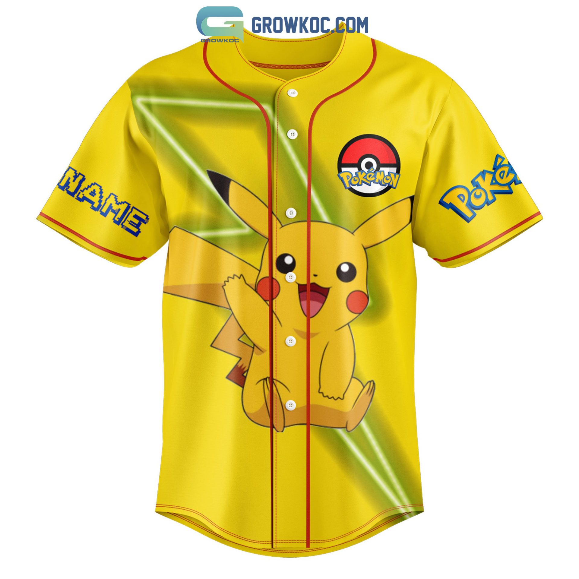 POKEMON Pikachu Custom Name Cartoon Baseball Jersey POKEMON Pikachu Custom Name Cartoon Baseball Jersey