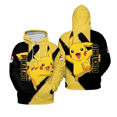 POKEMON Pikachu Yellow Black Pullover Hoodie