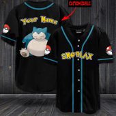 POKEMON Snorlax Custom Name Black Baseball Jersey
