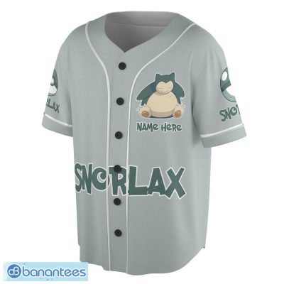 POKEMON Snorlax Custom Name Grey Baseball Jersey