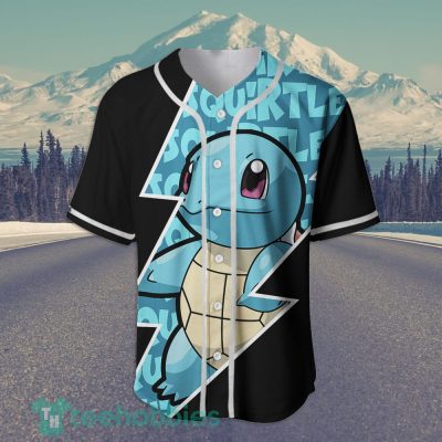 POKEMON Squirtle Black Blue Baseball Jersey