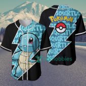 POKEMON Squirtle Black Blue Baseball Jersey