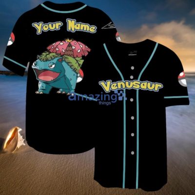POKEMON Venusaur Custom Name Black Baseball Jersey