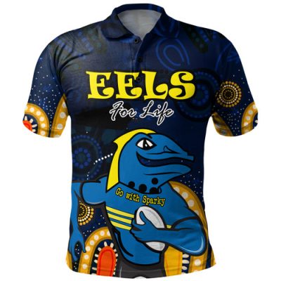 Parramatta Eels Custom Polo Shirt - Parramatta Eels For Life With Naidoc Week Style Polo Shirt