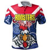 Sydney Roosters Custom Polo Shirt - Sydney Roosters For Life With Aboriginal Style Polo Shirt