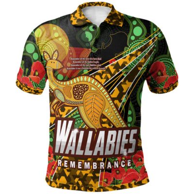 Wallabies Rugby Polo Shirt - Custom Aboriginal Inspired Wallabies Kangaroo Polo Shirt