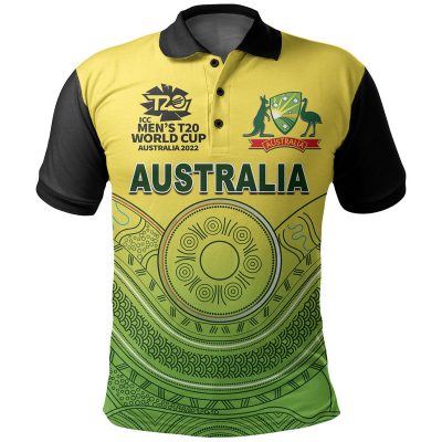(Custom Personalised And Number) Australia Cricket Men's T20 World Cup Polo Shirt