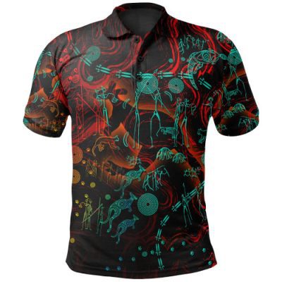 Australia Polo Shirt - Kangaroo Adults Indigenous Art