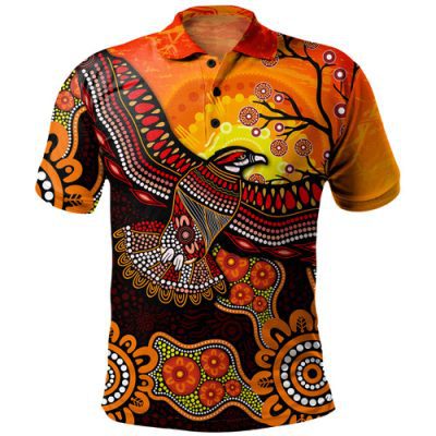 Australia Polo Shirt Eagle Aboriginal Dot Painting Traditional