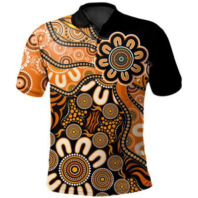 Australia Polo Shirt Aboriginal Dot Painting Background