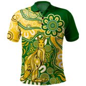 Australia Polo Shirt Aboriginal Dot Design Kangaroo