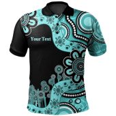 Australia Polo Shirt Custom Aboriginal Dot Painting Turquoise