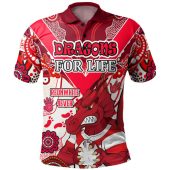 St. George Illawarra Dragons Custom Polo Shirt - St. George Illawarra Dragons For Life With Aboriginal Style Polo Shirt