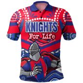 Newcastle Knights Custom Polo Shirt - Knights For Life With Aboriginal Style Polo Shirt