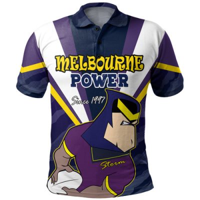 Melbourne Storm Custom Polo Shirt - Tropical Patterns Melbourne Storm Polo Shirt