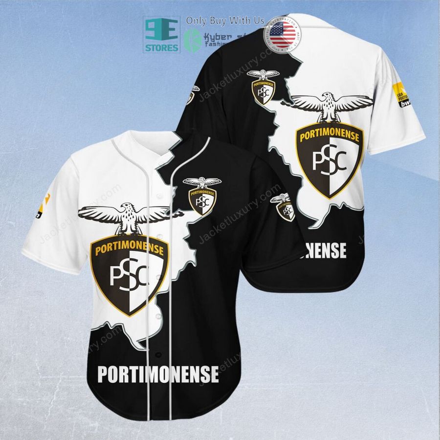 Portimonense SC Black White Baseball Jersey Portimonense SC Black White Baseball Jersey