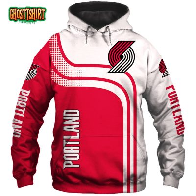 NBA Portland Trail Blazers White Red Curvers Pullover Hoodie V2