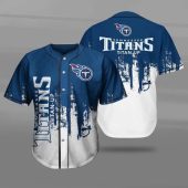 NFL Tennessee Titans White Navy Blue Baseball Jersey V3