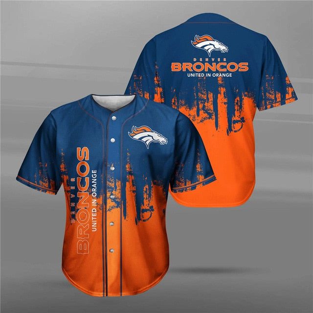 NFL Denver Broncos Orange Navy Blue Baseball Jersey V4 NFL Denver Broncos Orange Navy Blue Baseball Jersey V4
