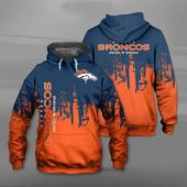 NFL Denver Broncos Orange Navy Blue Pullover Hoodie V4