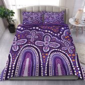 Australia Aboriginal Bedding Set - Dot painting illustration in Aboriginal style Purple Bedding Set