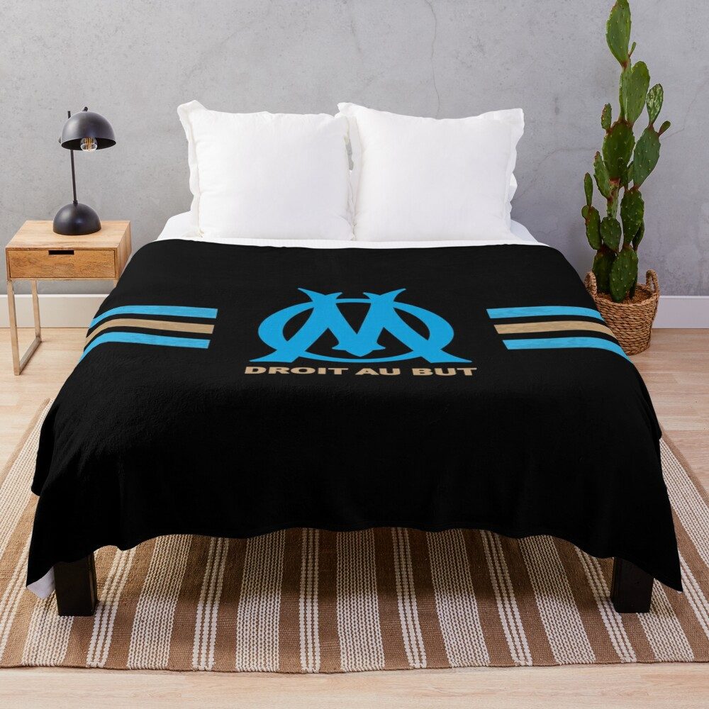 Olympique de Marseille Black Logo Fleece Blanket Olympique de Marseille Black Logo Fleece Blanket