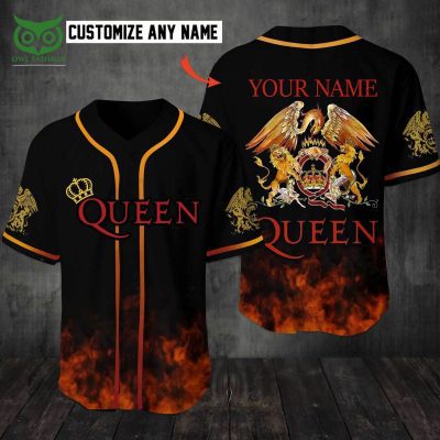 Queen Rock Band Custom Name Fire Baseball Jersey