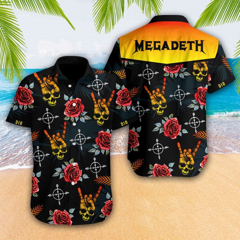 Megadeth Skull Flowers Hawaiian Shirt Megadeth Skull Flowers Hawaiian Shirt