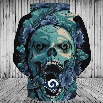 NFL Los Angeles Rams Horror Black Skull Pullover Hoodie V3