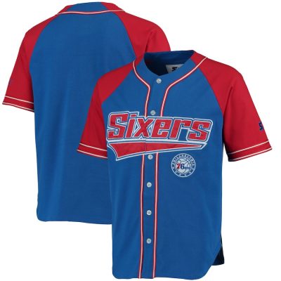 NBA Philadelphia 76ers Blue Red Sixers Baseball Jersey