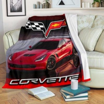 Chevrolet Corvette Red Car Fleece Blanket