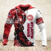 NBA Atlanta Hawks White Red Polynesian Pullover Hoodie