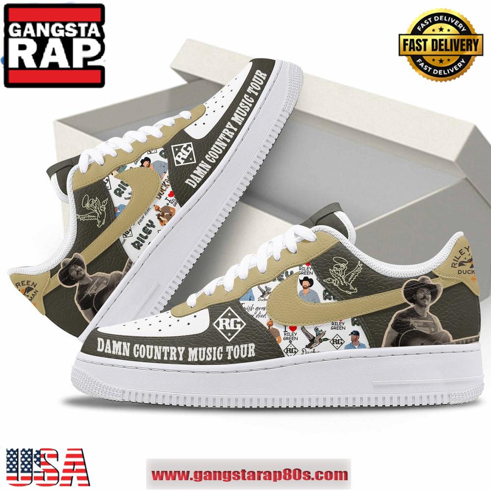 Riley Green Damn Country Music Tour Air Force 1 Running Sneakers Shoes Riley Green Damn Country Music Tour Air Force 1 Running Sneakers Shoes