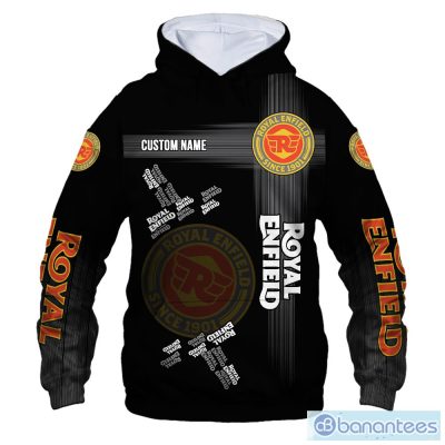 Royal Enfield Custom Name Black Pullover Hoodie