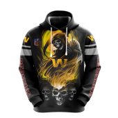 NFL Washington Commanders Black Hades Yellow Fire Pullover Hoodie