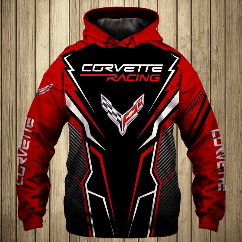 Chevrolet Corvette Racing Red Black Pullover Hoodie Chevrolet Corvette Racing Red Black Pullover Hoodie
