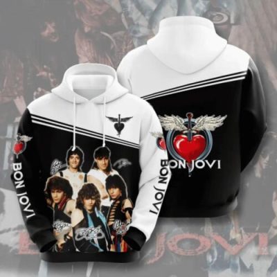 Bon Jovi Black White Pullover Hoodie
