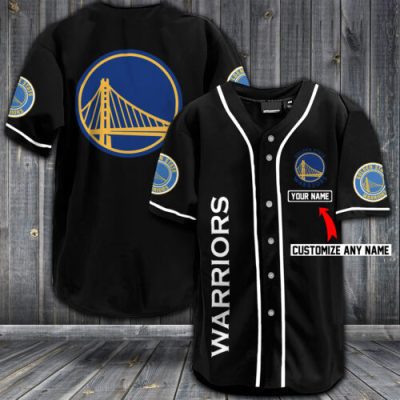 NBA Golden State Warriors Custom Name Black Baseball Jersey