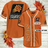 NBA Phoenix Suns Custom Name Orange Baseball Jersey V2