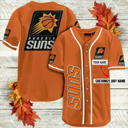 NBA Phoenix Suns Custom Name Orange Baseball Jersey V2 NBA Phoenix Suns Custom Name Orange Baseball Jersey V2