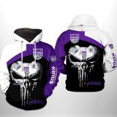 NBA Sacramento Kings Purple Black Punisher Skull Pullover Hoodie