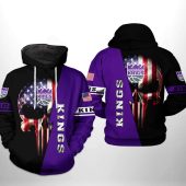NBA Sacramento Kings US Flag Punisher Skull Pullover Hoodie