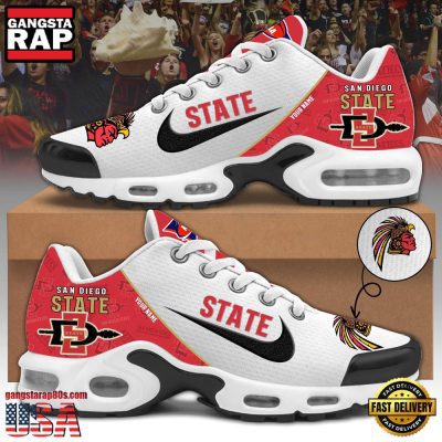 NCAA Custom Name San Diego State Athletics Football Mascot Symbol Air Max Plus Shoes Running Sneakers